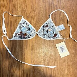 Peppermayo Silver and Brown Sequin Bikini Top